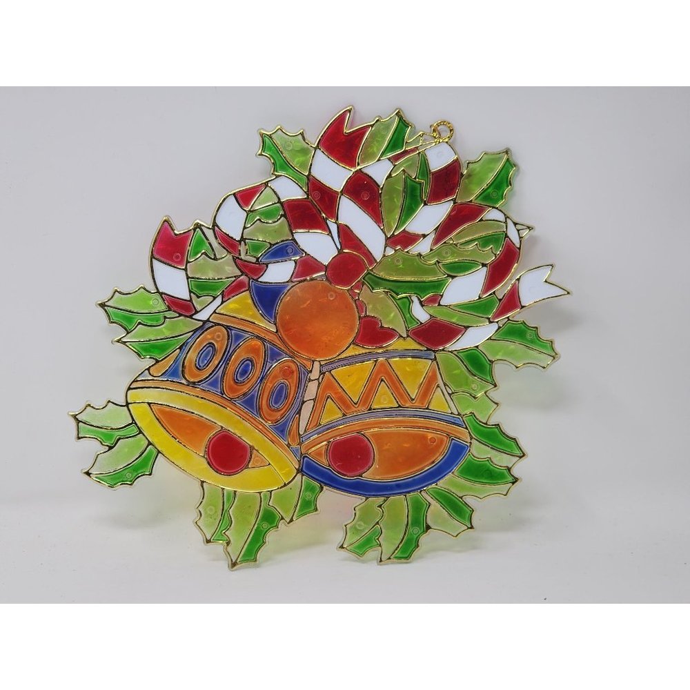 Vintage Giftco Inc Plastic Christmas Jingle Bells‎ And Holly Sun Catcher